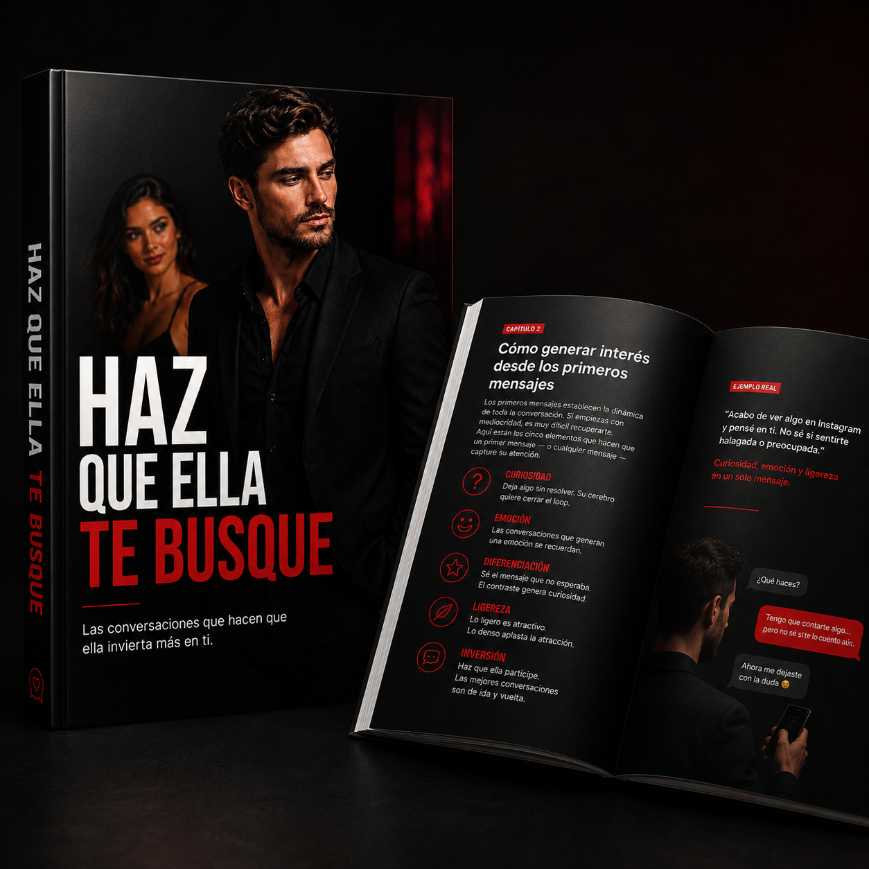 Mockup HAZ QUE ELLA TE BUSQUE — guía abierta